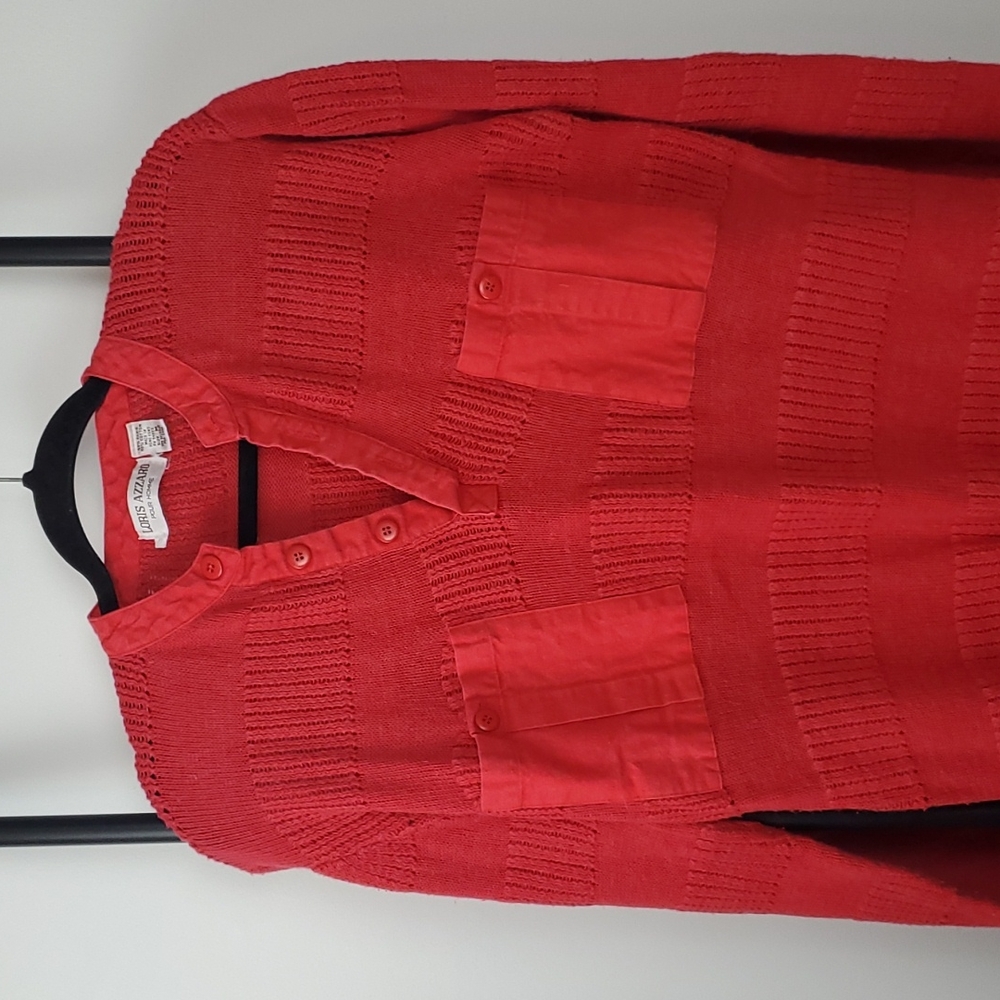 Vintage Loris Azzaro Pour Homme red polo sweater knit men size M